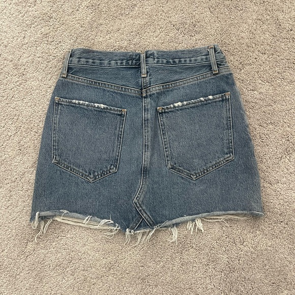 NWOT Agolde Quinn High Rise Denim Mini Skirt with Distressed Hem - Picture 6 of 6